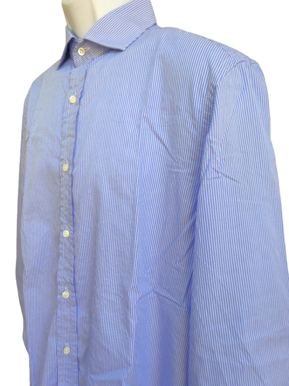 Ralph Lauren Collection Purple Label Blue & White Pinstriped Shirt Italy 16